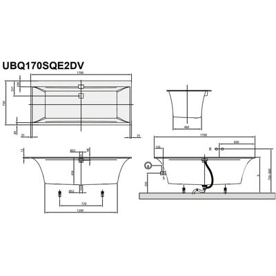Villeroy & Boch Squaro Edge 12 Baignoire - Rectangulaire, Drain au milieu, 170x75cm - Publicité Villeroy & Boch Squaro Edge 12 Baignoire - Rectangulaire, Drain au milieu, 170x75cm - Publicité
