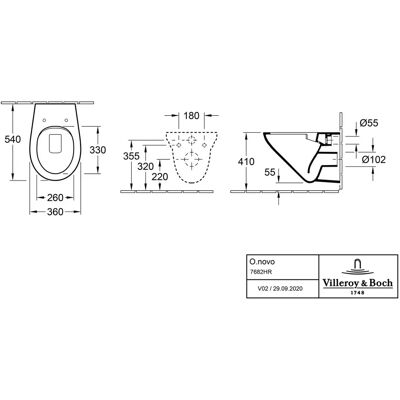 Villeroy & Boch O.novo Vas de Toaleta - Suspendat, Ovale, Alb Villeroy & Boch O.novo Vas de Toaleta - Suspendat, Ovale, Alb