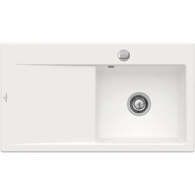 Villeroy & Boch Weißer Keramikspüle - 50cm, 1 Becken, Automatischer Ablauf Villeroy & Boch Weißer Keramikspüle - 50cm, 1 Becken, Automatischer Ablauf