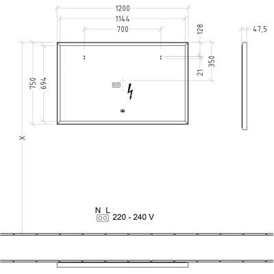 Espejo LED Subway 3.0 - Rectangular, Blanco Mate Espejo LED Subway 3.0 - Rectangular, Blanco Mate