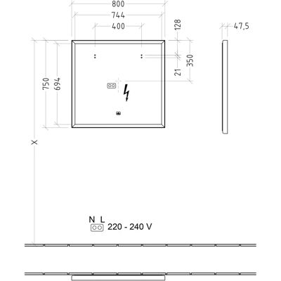 Espejo LED rectangular Subway 3.0 - Blanco mate - Baño Espejo LED rectangular Subway 3.0 - Blanco mate - Baño