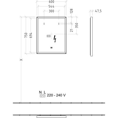 Oglindă Subway 3.0 cu LED - Dreptunghiulară 600x750mm Oglindă Subway 3.0 cu LED - Dreptunghiulară 600x750mm