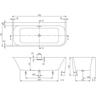 Villeroy & Boch - Taro Vorwand-Badewanne - 170x75 cm Villeroy & Boch - Taro Vorwand-Badewanne - 170x75 cm