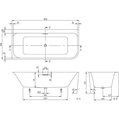 Villeroy & Boch - Taro Vorwand-Badewanne 180x80 cm Eckeinbau links - Bathtub Villeroy & Boch - Taro Vorwand-Badewanne 180x80 cm Eckeinbau links - Bathtub
