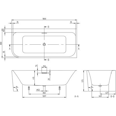 Villeroy & Boch - Taro Vorwand-Badewanne 180x80 cm Villeroy & Boch - Taro Vorwand-Badewanne 180x80 cm