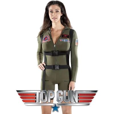 Lacey Wigs Top Gun Kostüm - Khaki/Grün/Schwarz, Large Lacey Wigs Top Gun Kostüm - Khaki/Grün/Schwarz, Large
