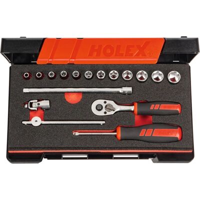 HOLEX - 17-teiliger Steckschlüsselsatz mit 1/4" Antrieb - Modell 6 HOLEX - 17-teiliger Steckschlüsselsatz mit 1/4" Antrieb - Modell 6