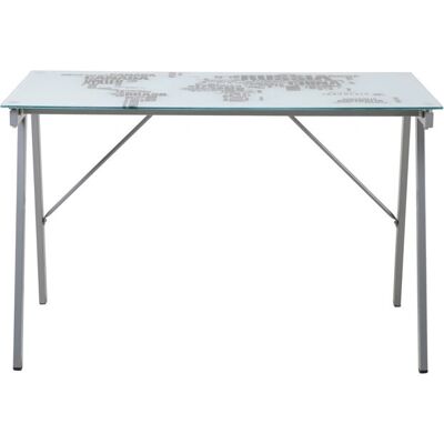 INOSIGN Tullia Schreibtisch - Weltkarte - 113x58cm - Stahl & Glas INOSIGN Tullia Schreibtisch - Weltkarte - 113x58cm - Stahl & Glas