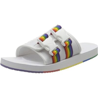 Puma Wilo Lux Nylon Mehrfarbig Weiße Textil Sliders - Größe UK 10 Puma Wilo Lux Nylon Mehrfarbig Weiße Textil Sliders - Größe UK 10