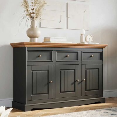 Pharao24 - Landhaus massiv - Grau - Eichefarben - Sideboard Pharao24 - Landhaus massiv - Grau - Eichefarben - Sideboard