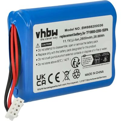 Batteria VHBW per Marshall TF18650-2200-1S3PA Altoparlante - 2600mAh, 11.1V Batteria VHBW per Marshall TF18650-2200-1S3PA Altoparlante - 2600mAh, 11.1V