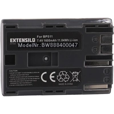 Batterie EXTENSILO pour Canon EOS D30, D60, D20, 5D - 1600mAh Batterie EXTENSILO pour Canon EOS D30, D60, D20, 5D - 1600mAh