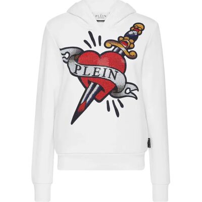 Philipp Plein Weiß Hoodie mit Love Tattoo - Sweatshirt Philipp Plein Weiß Hoodie mit Love Tattoo - Sweatshirt