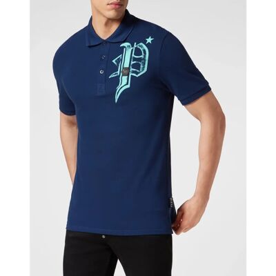 Philipp Plein S Dark blue Skull&Bones Jersey Polo Shirt - Polo Shirt Philipp Plein S Dark blue Skull&Bones Jersey Polo Shirt - Polo Shirt