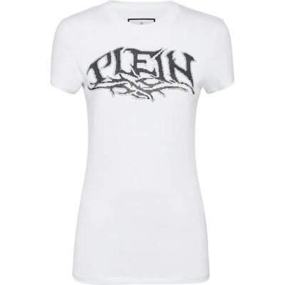 Philipp Plein Weiß Baumwoll-T-Shirt mit Logo - T-Shirt Philipp Plein Weiß Baumwoll-T-Shirt mit Logo - T-Shirt