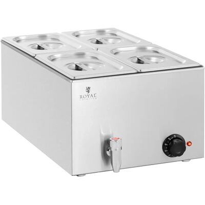 Royal Catering RCBM_GN1/4 - Stříbrná - Parní hrnec 600 W s vypouštěcím kohoutem Royal Catering RCBM_GN1/4 - Stříbrná - Parní hrnec 600 W s vypouštěcím kohoutem
