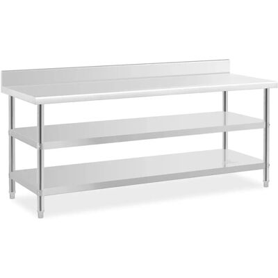 Tavolo da lavoro in acciaio inossidabile Royal Catering - 200x70cm - 2 mensole - 235kg Tavolo da lavoro in acciaio inossidabile Royal Catering - 200x70cm - 2 mensole - 235kg