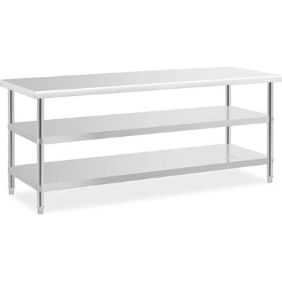 Royal Catering Rustfrit stål Arbejdsbord - 200x70cm - 231kg - 2 Hylder Royal Catering Rustfrit stål Arbejdsbord - 200x70cm - 231kg - 2 Hylder
