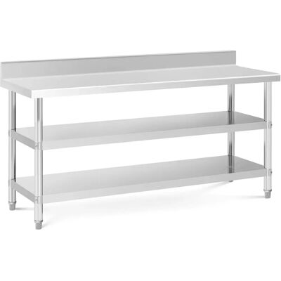 Royal Catering Työpöytä - Ruostumatonta terästä, 180x60 cm, 2 hyllyä - RCAT-180/60-SPS3SH Royal Catering Työpöytä - Ruostumatonta terästä, 180x60 cm, 2 hyllyä - RCAT-180/60-SPS3SH