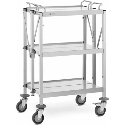 Royal Catering RCSW-100 Stainless Steel Foldable Serving Trolley - 3 Shelves Royal Catering RCSW-100 Stainless Steel Foldable Serving Trolley - 3 Shelves