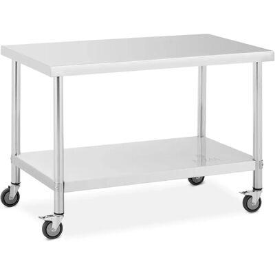 Hygieeninen teräspöytä pyörillä - 70x120 cm - 158 kg kuormitus Hygieeninen teräspöytä pyörillä - 70x120 cm - 158 kg kuormitus