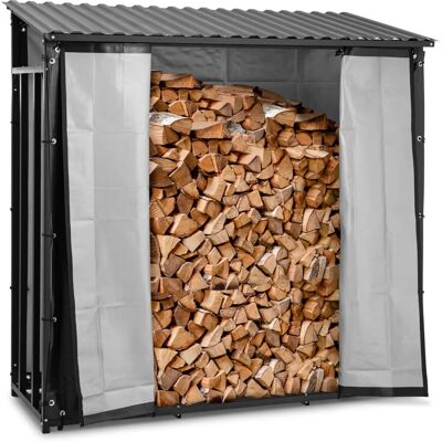 hillvert Houtopslagrek - met zeil en dak - 800 kg - 89 x 191 x 192,5 cm - Zwart hillvert Houtopslagrek - met zeil en dak - 800 kg - 89 x 191 x 192,5 cm - Zwart