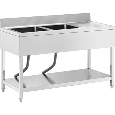 Royal Catering Rustfritt Stål Oppvaskkum - 2 Beholdere, 140x60x97 cm Royal Catering Rustfritt Stål Oppvaskkum - 2 Beholdere, 140x60x97 cm