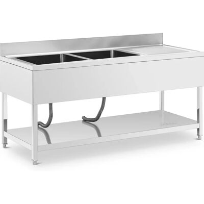 Royal Catering Stainless Steel Sink Unit - Large Double Basins - 180x70x97cm - Professional Kitchen Equipment Royal Catering Stainless Steel Sink Unit - Large Double Basins - 180x70x97cm - Professional Kitchen Equipment