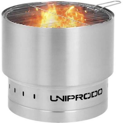 Uniprodo Hogare para fuego - Acero inoxidable - Con parrilla - 55x55x48cm - Hogare de fuego Uniprodo Hogare para fuego - Acero inoxidable - Con parrilla - 55x55x48cm - Hogare de fuego