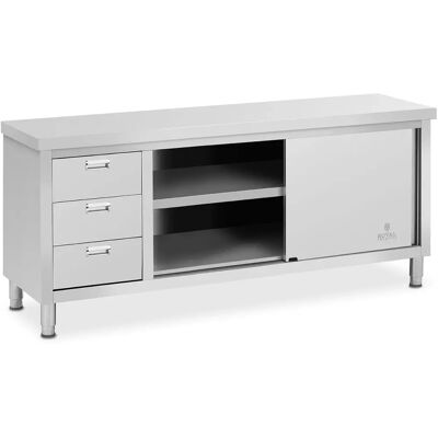 Royal Catering Arbeidsbenk - 200 x 60 x 85 cm - 600 kg kapasitet - 3 skuffer Royal Catering Arbeidsbenk - 200 x 60 x 85 cm - 600 kg kapasitet - 3 skuffer