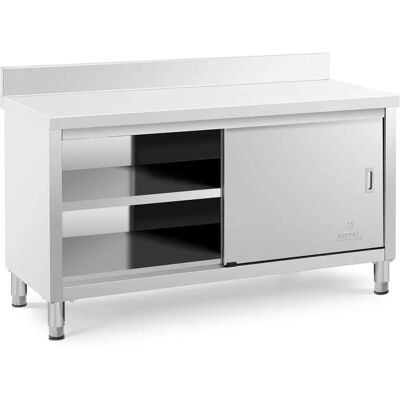 Royal Catering Rustfrit stål arbejdsand - 150 x 60 x 85 cm - opkant - 600 kg belastning Royal Catering Rustfrit stål arbejdsand - 150 x 60 x 85 cm - opkant - 600 kg belastning