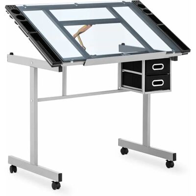 Mesa de Dibujo Ajustable Fromm & Starck - Encimera de Vidrio 104x60cm - Inclinable y Regulable en Altura Mesa de Dibujo Ajustable Fromm & Starck - Encimera de Vidrio 104x60cm - Inclinable y Regulable en Altura