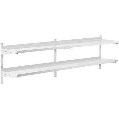 Royal Catering Stainless Steel Wall Shelf - 2 shelves - 40 x 200 cm RCWR-2000.4 - Wall Shelf Royal Catering Stainless Steel Wall Shelf - 2 shelves - 40 x 200 cm RCWR-2000.4 - Wall Shelf