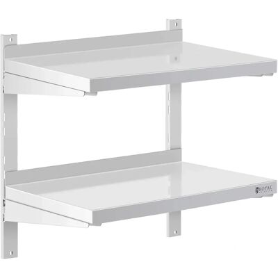Royal Catering Ruostumattomasta teräksestä seinähylly - 2 hyllyä - 60 x 40 cm - Kaksikerroksinen seinähylly Royal Catering Ruostumattomasta teräksestä seinähylly - 2 hyllyä - 60 x 40 cm - Kaksikerroksinen seinähylly