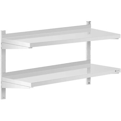 Royal Catering Mensola in Acciaio Inox - 2 Ripiani - 40 x 100 cm RCWR-1000.4 - Mensola a Parete Royal Catering Mensola in Acciaio Inox - 2 Ripiani - 40 x 100 cm RCWR-1000.4 - Mensola a Parete