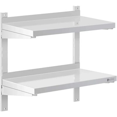 Royal Catering Rostfritt stål vägghylla - 2 hyllor - 30 x 60 cm Royal Catering Rostfritt stål vägghylla - 2 hyllor - 30 x 60 cm