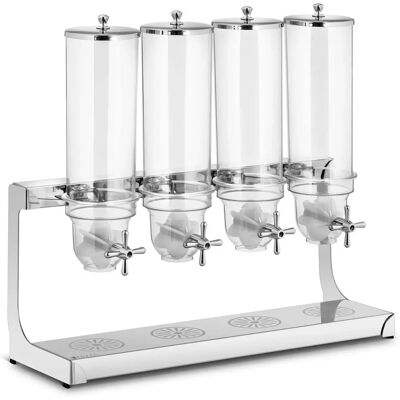 Dispenser di cereali Royal Catering 4x3,5L - Argento - Attrezzature da buffet Dispenser di cereali Royal Catering 4x3,5L - Argento - Attrezzature da buffet