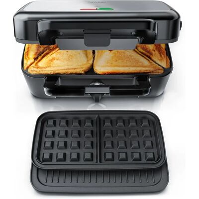 Arendo Sandwichmaker - 3-in-1 mit Platten - Silber Arendo Sandwichmaker - 3-in-1 mit Platten - Silber
