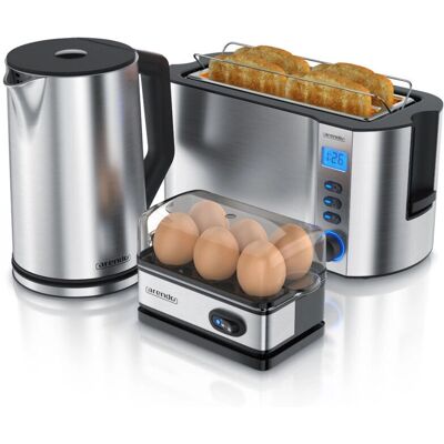 Arendo Küchenset - Silber - Wasserkocher, Toaster, Eierkocher Arendo Küchenset - Silber - Wasserkocher, Toaster, Eierkocher