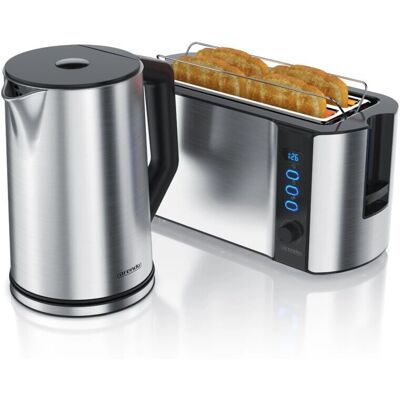 Arendo Edelstahl Wasserkocher und Toaster Set - Silber - Elektrokochset Arendo Edelstahl Wasserkocher und Toaster Set - Silber - Elektrokochset