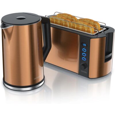 Arendo Kaffee- & Teeset - Edelstahlwasserkocher 1,5L, Kupfer Toaster - Küchengeräte Arendo Kaffee- & Teeset - Edelstahlwasserkocher 1,5L, Kupfer Toaster - Küchengeräte