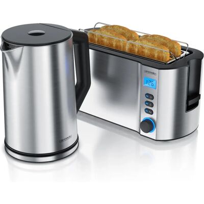 Arendo Edelstahl Wasserkocher 1,5l Temperaturwahl & 4-Scheiben Toaster - Küchengeräte Arendo Edelstahl Wasserkocher 1,5l Temperaturwahl & 4-Scheiben Toaster - Küchengeräte