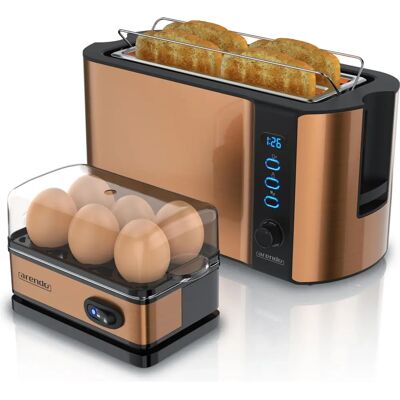 Arendo Kupfer Toaster & Eierkocher Set - 4-Scheiben Edelstahl, Einstellbarer Bräunungsgrad, 6 Eier Arendo Kupfer Toaster & Eierkocher Set - 4-Scheiben Edelstahl, Einstellbarer Bräunungsgrad, 6 Eier