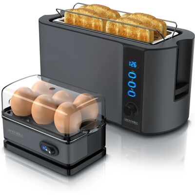 Arendo Edelstahl-Toaster Eierkocher Set - Toaster und Eierkocher Arendo Edelstahl-Toaster Eierkocher Set - Toaster und Eierkocher