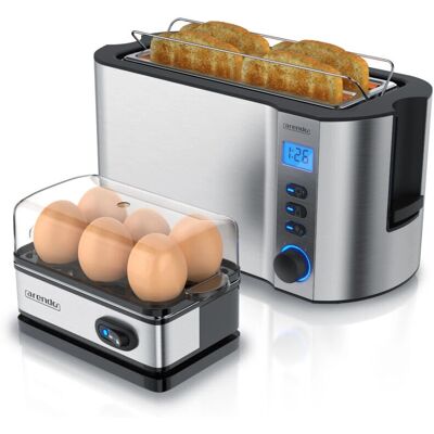 Arendo Küchen Set - 4-Scheiben Toaster & 6-Eierkocher - Silber Arendo Küchen Set - 4-Scheiben Toaster & 6-Eierkocher - Silber