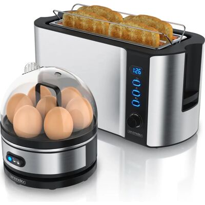Arendo Silber Frühstücksset - Toaster & Eierkocher Arendo Silber Frühstücksset - Toaster & Eierkocher