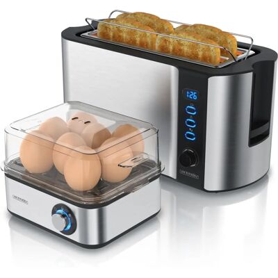 Arendo Edelstahl 4-Scheiben Toaster & Eierkocher-Set Arendo Edelstahl 4-Scheiben Toaster & Eierkocher-Set