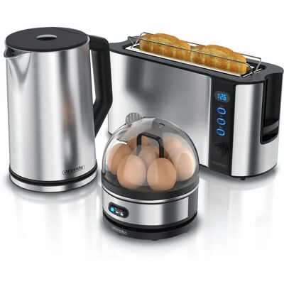 Arendo Edelstahl Küchen-Set - Wasserkocher, Toaster & Eierkocher Arendo Edelstahl Küchen-Set - Wasserkocher, Toaster & Eierkocher