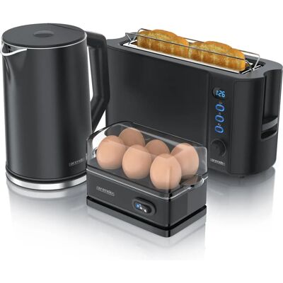 Arendo Schwarzes Küchen Set - Wasserkocher, Toaster, Eierkocher Arendo Schwarzes Küchen Set - Wasserkocher, Toaster, Eierkocher
