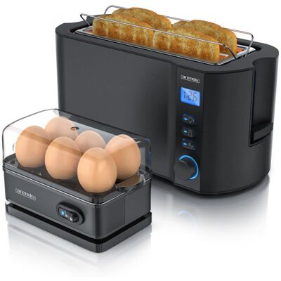Arendo Küchenset - Toaster & Eierkocher - Schwarz & Grau Arendo Küchenset - Toaster & Eierkocher - Schwarz & Grau